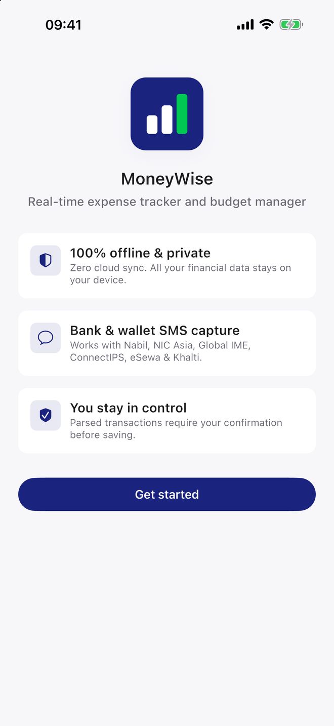 MoneyWise privacy screen