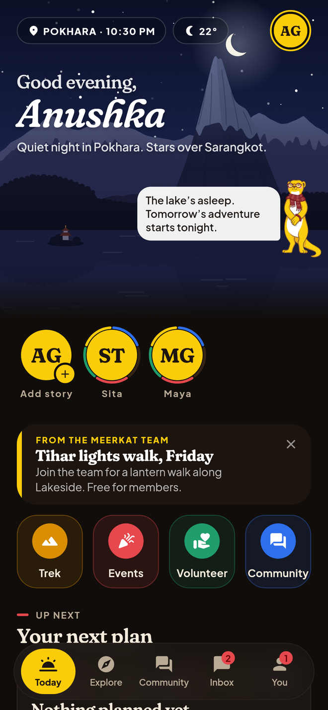 Meerkat at night, in dark mode